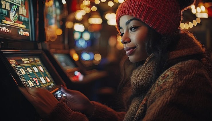 Tampilan blackjack dengan dealer langsung dan interface taruhan di ponsel